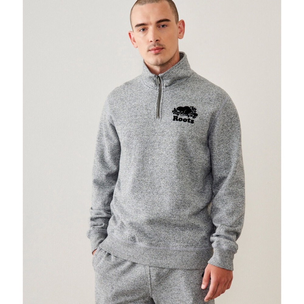 ROOTS SALT & PEPPER ORIGINAL STEIN 1/4 ZIP SWEATER